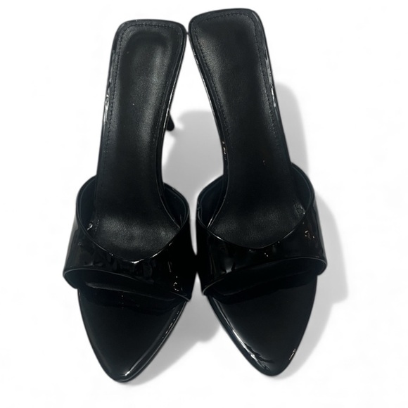 Amazon Shoes - Elegant Black Women's Heels Mules Sz 10 Patent Leather Slip Ons
